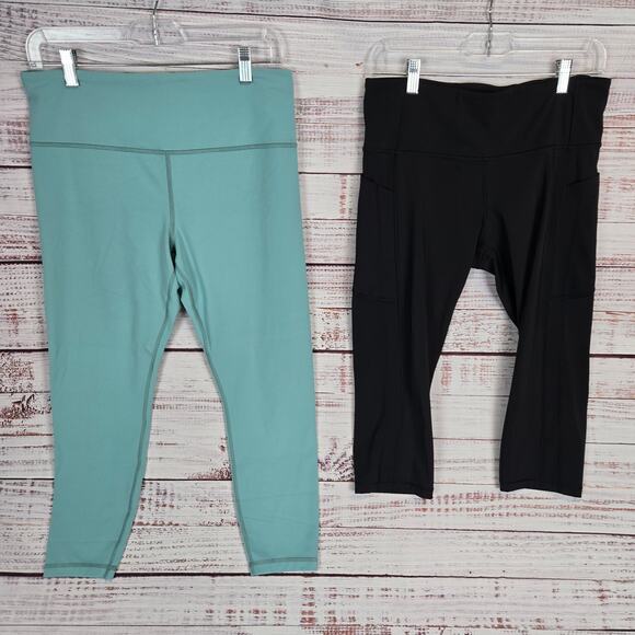 Athleta Leggings Size L Set 2 Ultra High Rise Elation & Ultimate Stash II Capri - Picture 1 of 11